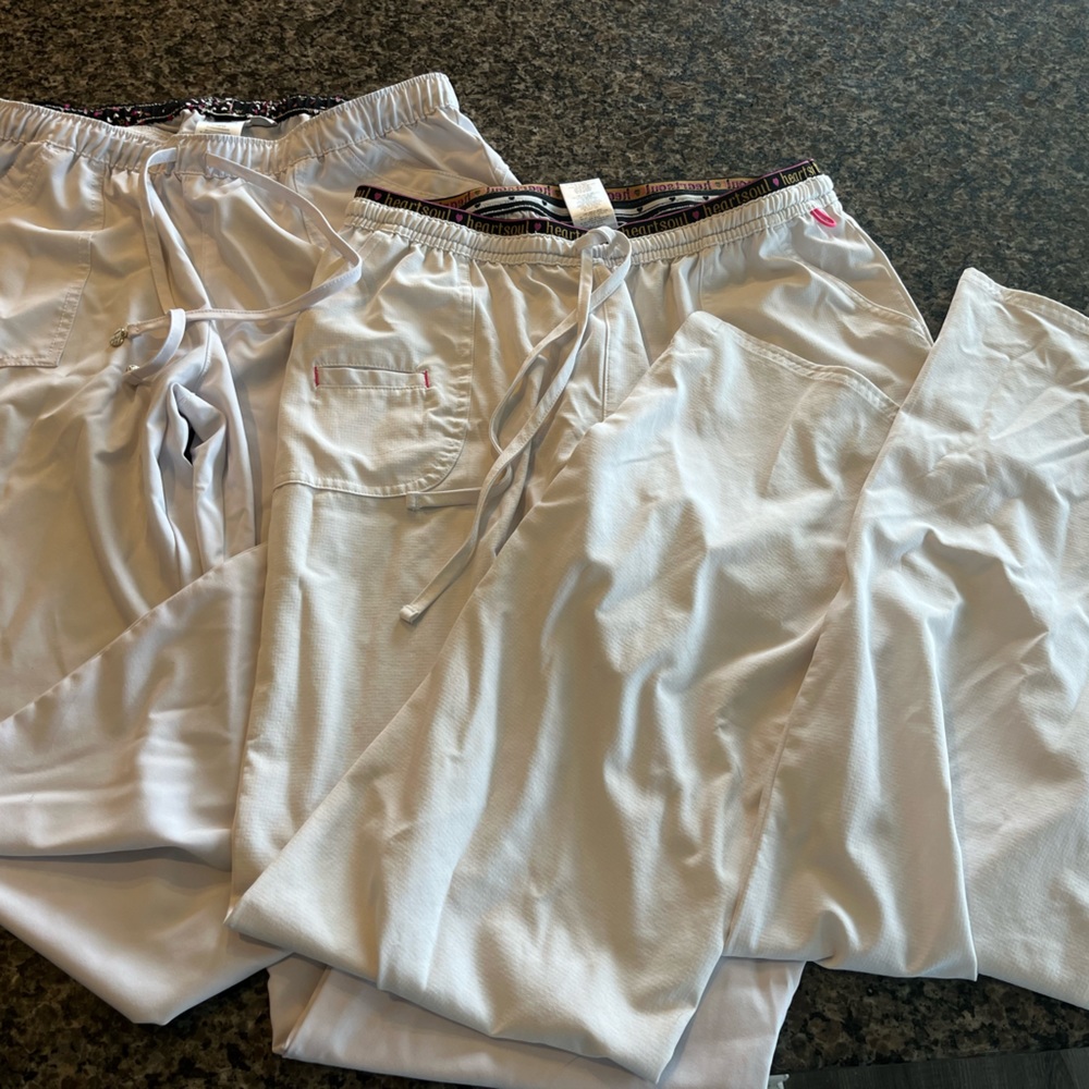 Heart Soul White Scrub Pants size Large Tall